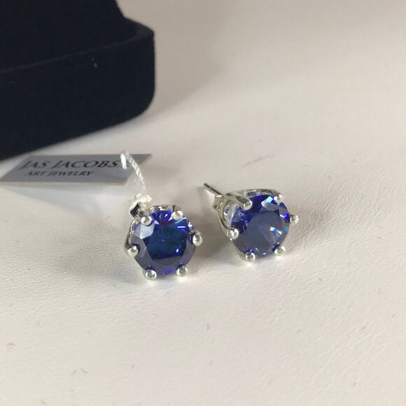 Beautiful 4ct Violet Blue Tanzanite Earrings in Sterling Silver Stud Posts - Picture 6 of 10